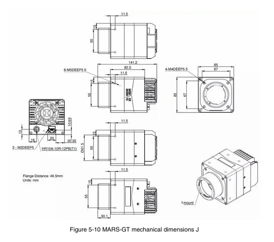 MARS-6500-18GTC-TF F Camera 10GigE Vision Mechanical drawing 3 MARS-6500-18GTC-TF F Camera 10GigE Vision Mechanical drawing 3