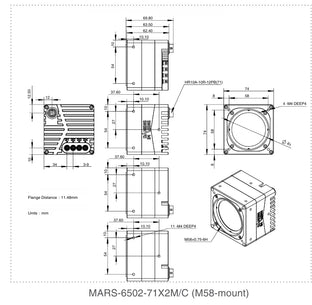 MARS-6502-71X2C-NF Camera Coaxpress Mechanical drawing 4 MARS-6502-71X2C-NF Camera Coaxpress Mechanical drawing 4