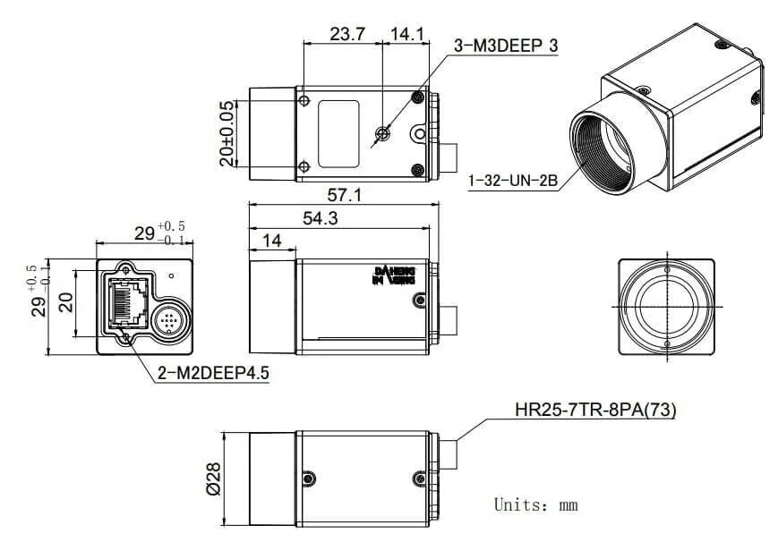 MER2-134-90GM-P-M01 Camera GigE Vision Mechanical drawing 5 MER2-134-90GM-P-M01 Camera GigE Vision Mechanical drawing 5