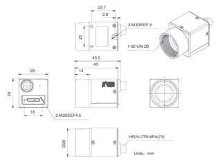 MER2-240-159U3M-M01 Camera USB3 Vision Mechanical drawing 6 MER2-240-159U3M-M01 Camera USB3 Vision Mechanical drawing 6