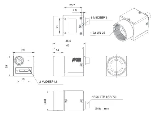 MER2-240-159U3M-M01 Camera USB3 Vision Mechanical drawing 6 MER2-240-159U3M-M01 Camera USB3 Vision Mechanical drawing 6