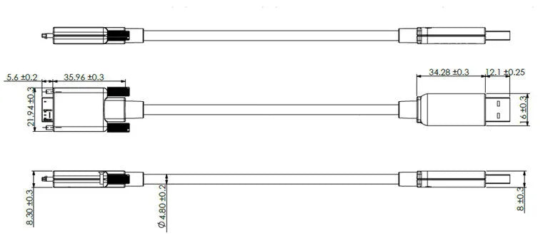 VA-CABLE-USB3-40m-HF Cable USB3 Mechanical drawing 3 VA-CABLE-USB3-40m-HF Cable USB3 Mechanical drawing 3