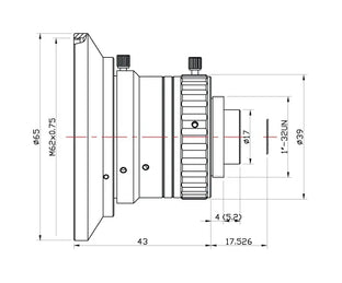 VA-LCM-10MP-05MM-F1.8-015 Lens C-mount Mechanical drawing 3 VA-LCM-10MP-05MM-F1.8-015 Lens C-mount Mechanical drawing 3