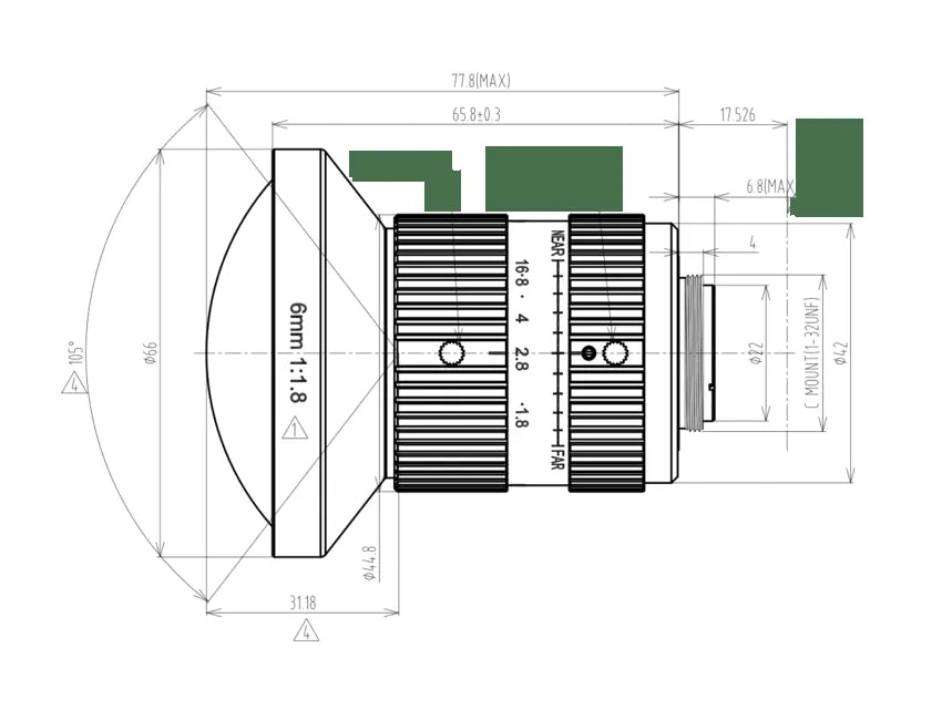 VA-LCM-10MP-06MM-F1.8-110 Lens C-mount Mechanical drawing 3 VA-LCM-10MP-06MM-F1.8-110 Lens C-mount Mechanical drawing 3
