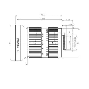 VA-LCM-10MP-08MM-F1.4-110 Lens C-mount Mechanical drawing 3 VA-LCM-10MP-08MM-F1.4-110 Lens C-mount Mechanical drawing 3