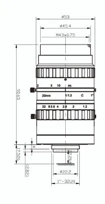 VA-LCM-10MP-20MM-F1.2-100-IC Lens C-mount Mechanical drawing 3 VA-LCM-10MP-20MM-F1.2-100-IC Lens C-mount Mechanical drawing 3