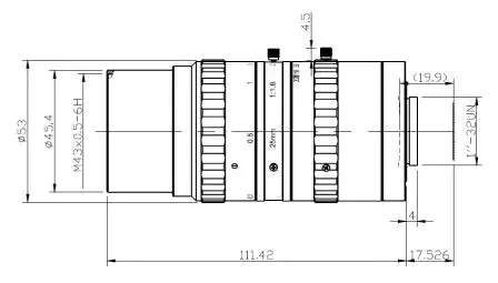 VA-LCM-10MP-25MM-F1.6-130 Lens C-mount Mechanical drawing 3 VA-LCM-10MP-25MM-F1.6-130 Lens C-mount Mechanical drawing 3