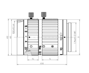 VA-LCM-12MP-16MM-F2.8-110-MACRO Lens C-mount Mechanical drawing 3 VA-LCM-12MP-16MM-F2.8-110-MACRO Lens C-mount Mechanical drawing 3