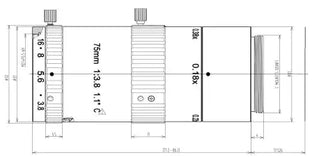 VA-LCM-12MP-75MM-F3.8-110-MACRO Lens C-mount Mechanical drawing 3 VA-LCM-12MP-75MM-F3.8-110-MACRO Lens C-mount Mechanical drawing 3