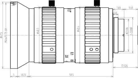 VA-LCM-25MP-12MM-F2.8-110 Lens C-mount Mechanical drawing 3 VA-LCM-25MP-12MM-F2.8-110 Lens C-mount Mechanical drawing 3