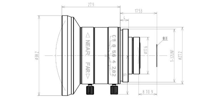 VA-LCM-5MP-04MM-F2.0-018 Lens C-mount Mechanical drawing 3 VA-LCM-5MP-04MM-F2.0-018 Lens C-mount Mechanical drawing 3