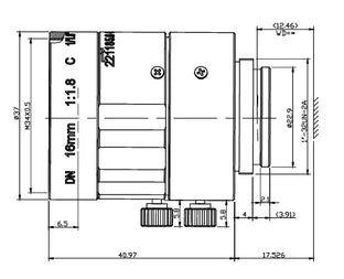 VA-LCM-6MP-16MM-F1.8-018-IC Lens C-mount Mechanical drawing 2 VA-LCM-6MP-16MM-F1.8-018-IC Lens C-mount Mechanical drawing 2