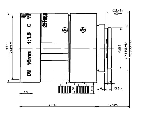 VA-LCM-6MP-16MM-F1.8-018-IC Lens C-mount Mechanical drawing 2 VA-LCM-6MP-16MM-F1.8-018-IC Lens C-mount Mechanical drawing 2