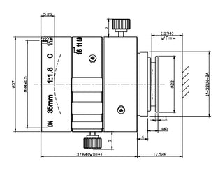 VA-LCM-6MP-35MM-F1.8-018-IC Lens C-mount Mechanical drawing 2 VA-LCM-6MP-35MM-F1.8-018-IC Lens C-mount Mechanical drawing 2