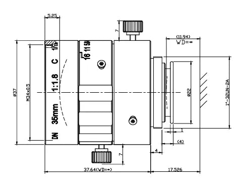 VA-LCM-6MP-35MM-F1.8-018-IC Lens C-mount Mechanical drawing 2 VA-LCM-6MP-35MM-F1.8-018-IC Lens C-mount Mechanical drawing 2
