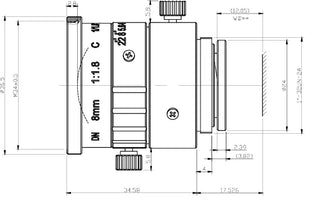 VA-LCM-6MP-8MM-F1.8-018-IC Lens C-mount Mechanical drawing 2 VA-LCM-6MP-8MM-F1.8-018-IC Lens C-mount Mechanical drawing 2