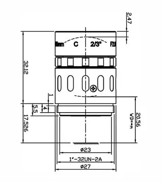 VA-LCM-8MP-35MM-F2.8-015-RUG Lens C-mount Mechanical drawing 3 VA-LCM-8MP-35MM-F2.8-015-RUG Lens C-mount Mechanical drawing 3