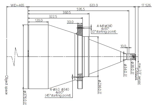 VA-LCM-TC-0-0.038X-WD465-015 Lens telecentric Mechanical drawing 3 VA-LCM-TC-0-0.038X-WD465-015 Lens telecentric Mechanical drawing 3