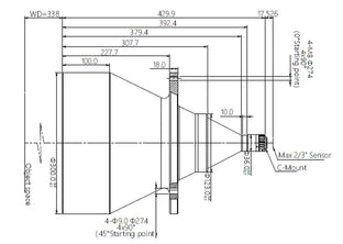 VA-LCM-TC-0-0.044X-WD338-015 Lens telecentric Mechanical drawing 3 VA-LCM-TC-0-0.044X-WD338-015 Lens telecentric Mechanical drawing 3