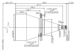 VA-LCM-TC-0-0.053X-WD373-015 Lens telecentric Mechanical drawing 3 VA-LCM-TC-0-0.053X-WD373-015 Lens telecentric Mechanical drawing 3
