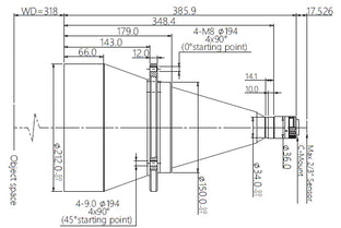 VA-LCM-TC-0-0.067X-WD318-015 Lens telecentric Mechanical drawing 3 VA-LCM-TC-0-0.067X-WD318-015 Lens telecentric Mechanical drawing 3