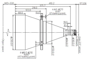 VA-LCM-TC-0-0.06X-WD330-015 Lens telecentric Mechanical drawing 3 VA-LCM-TC-0-0.06X-WD330-015 Lens telecentric Mechanical drawing 3