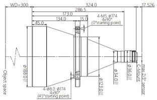 VA-LCM-TC-0-0.076X-WD300-015 Lens telecentric Mechanical drawing 3 VA-LCM-TC-0-0.076X-WD300-015 Lens telecentric Mechanical drawing 3