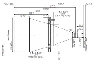 VA-LCM-TC-0-0.077X-WD410-110 Lens telecentric Mechanical drawing 3 VA-LCM-TC-0-0.077X-WD410-110 Lens telecentric Mechanical drawing 3