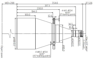 VA-LCM-TC-0-0.084X-WD288-015 Lens telecentric Mechanical drawing 3 VA-LCM-TC-0-0.084X-WD288-015 Lens telecentric Mechanical drawing 3