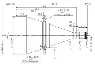 VA-LCM-TC-0-0.097X-WD330-110 Lens telecentric Mechanical drawing 3 VA-LCM-TC-0-0.097X-WD330-110 Lens telecentric Mechanical drawing 3