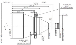 VA-LCM-TC-0-0.104X-WD263-015 Lens telecentric Mechanical drawing 3 VA-LCM-TC-0-0.104X-WD263-015 Lens telecentric Mechanical drawing 3