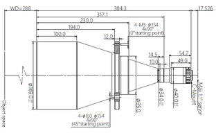 VA-LCM-TC-0-0.135X-WD288-110 Lens telecentric Mechanical drawing 3 VA-LCM-TC-0-0.135X-WD288-110 Lens telecentric Mechanical drawing 3