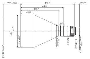 VA-LCM-TC-0-0.142X-WD228-015 Lens telecentric Mechanical drawing 3 VA-LCM-TC-0-0.142X-WD228-015 Lens telecentric Mechanical drawing 3