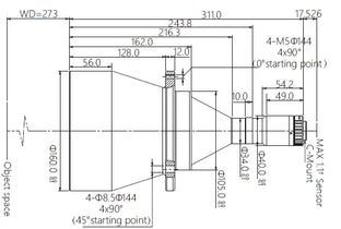 VA-LCM-TC-0-0.153X-WD273-110 Lens telecentric Mechanical drawing 3 VA-LCM-TC-0-0.153X-WD273-110 Lens telecentric Mechanical drawing 3