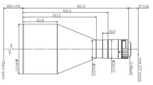 VA-LCM-TC-0-0.158X-WD178-015 Lens telecentric Mechanical drawing 3 VA-LCM-TC-0-0.158X-WD178-015 Lens telecentric Mechanical drawing 3