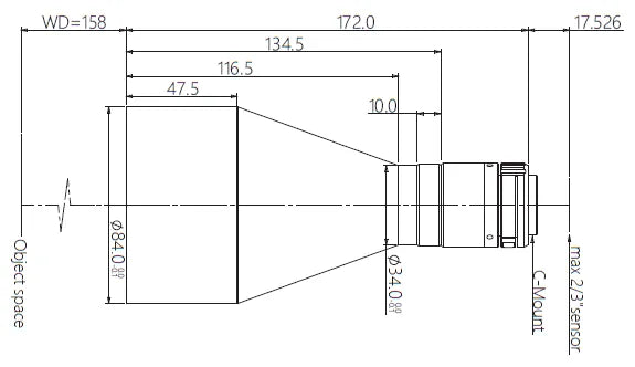 VA-LCM-TC-0-0.178X-WD158-015 Lens telecentric Mechanical drawing 3 VA-LCM-TC-0-0.178X-WD158-015 Lens telecentric Mechanical drawing 3