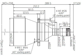 VA-LCM-TC-0-0.184X-WD238-110 Lens telecentric Mechanical drawing 3 VA-LCM-TC-0-0.184X-WD238-110 Lens telecentric Mechanical drawing 3