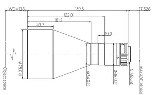 VA-LCM-TC-0-0.204X-WD138-015 Lens telecentric Mechanical drawing 3 VA-LCM-TC-0-0.204X-WD138-015 Lens telecentric Mechanical drawing 3