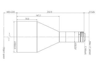 VA-LCM-TC-0-0.22X-WD220-110 Lens telecentric Mechanical drawing 3 VA-LCM-TC-0-0.22X-WD220-110 Lens telecentric Mechanical drawing 3