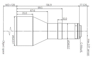 VA-LCM-TC-0-0.238X-WD128-015 Lens telecentric Mechanical drawing 3 VA-LCM-TC-0-0.238X-WD128-015 Lens telecentric Mechanical drawing 3