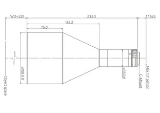 VA-LCM-TC-0-0.23X-WD220-110 Lens telecentric Mechanical drawing 3 VA-LCM-TC-0-0.23X-WD220-110 Lens telecentric Mechanical drawing 3