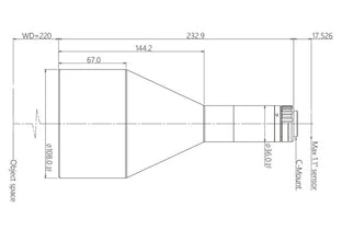 VA-LCM-TC-0-0.246X-WD220-110 Lens telecentric Mechanical drawing 3 VA-LCM-TC-0-0.246X-WD220-110 Lens telecentric Mechanical drawing 3