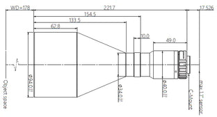 VA-LCM-TC-0-0.256X-WD178-110 Lens telecentric Mechanical drawing 3 VA-LCM-TC-0-0.256X-WD178-110 Lens telecentric Mechanical drawing 3