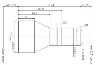 VA-LCM-TC-0-0.271X-WD118-015 Lens telecentric Mechanical drawing 3 VA-LCM-TC-0-0.271X-WD118-015 Lens telecentric Mechanical drawing 3