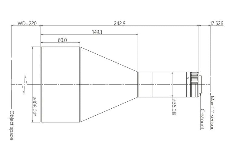 VA-LCM-TC-0-0.275X-WD220-110 Lens telecentric 3 VA-LCM-TC-0-0.275X-WD220-110 Lens telecentric 3