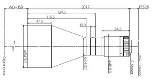 VA-LCM-TC-0-0.288X-WD158-110 Lens telecentric Mechanical drawing 3 VA-LCM-TC-0-0.288X-WD158-110 Lens telecentric Mechanical drawing 3