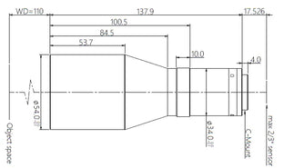 VA-LCM-TC-0-0.317X-WD110-015 Lens telecentric Mechanical drawing 3 VA-LCM-TC-0-0.317X-WD110-015 Lens telecentric Mechanical drawing 3