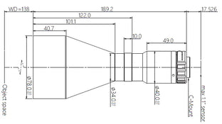 VA-LCM-TC-0-0.329X-WD138-110 Lens telecentric Mechanical drawing 3 VA-LCM-TC-0-0.329X-WD138-110 Lens telecentric Mechanical drawing 3