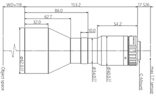 VA-LCM-TC-0-0.438X-WD118-110 Lens telecentric Mechanical drawing 3 VA-LCM-TC-0-0.438X-WD118-110 Lens telecentric Mechanical drawing 3