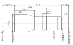 VA-LCM-TC-0-0.438X-WD73-015 Lens telecentric Mechanical drawing 3 VA-LCM-TC-0-0.438X-WD73-015 Lens telecentric Mechanical drawing 3